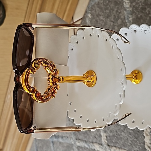 Linfemano Oversized Polygonal Eye Sun Glasses Brown - Picture 4 of 7